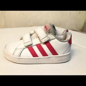 Adidas Toddler Girls Size 8 Pink and White Shoes